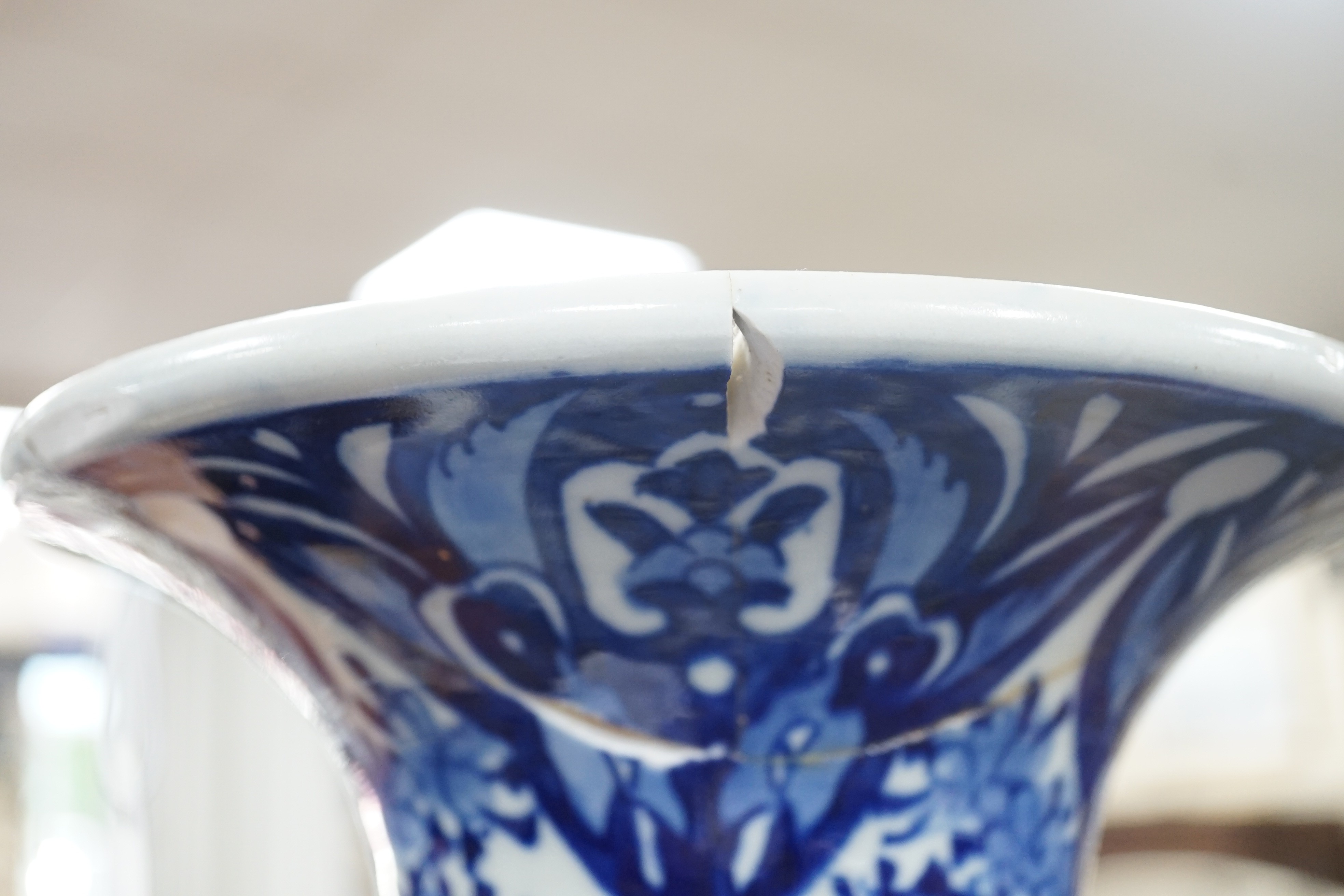 A Japanese blue and white vase-61 cms high.